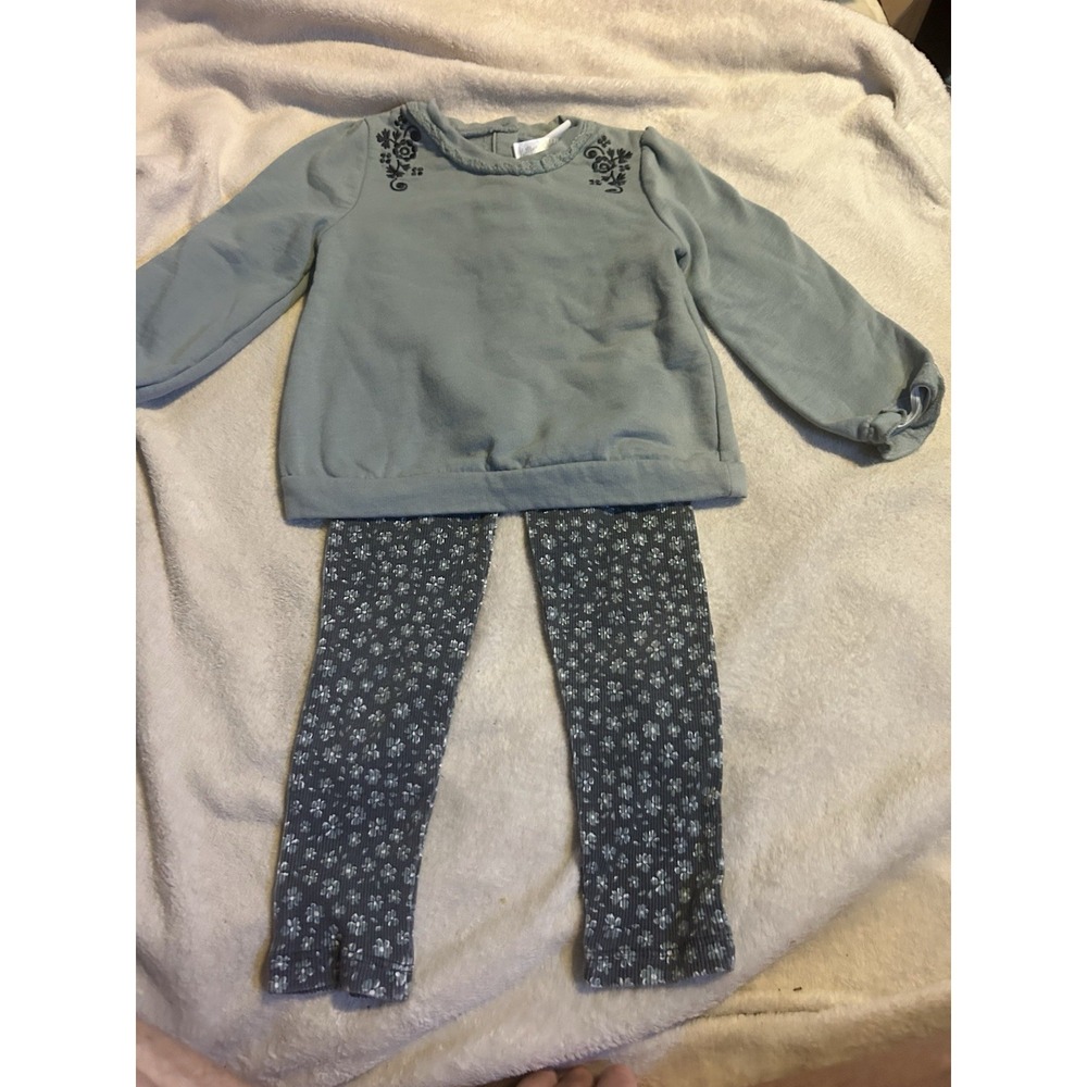 Nicole Miller New York Toddler Girls Set Blue Foral Outfit 3T